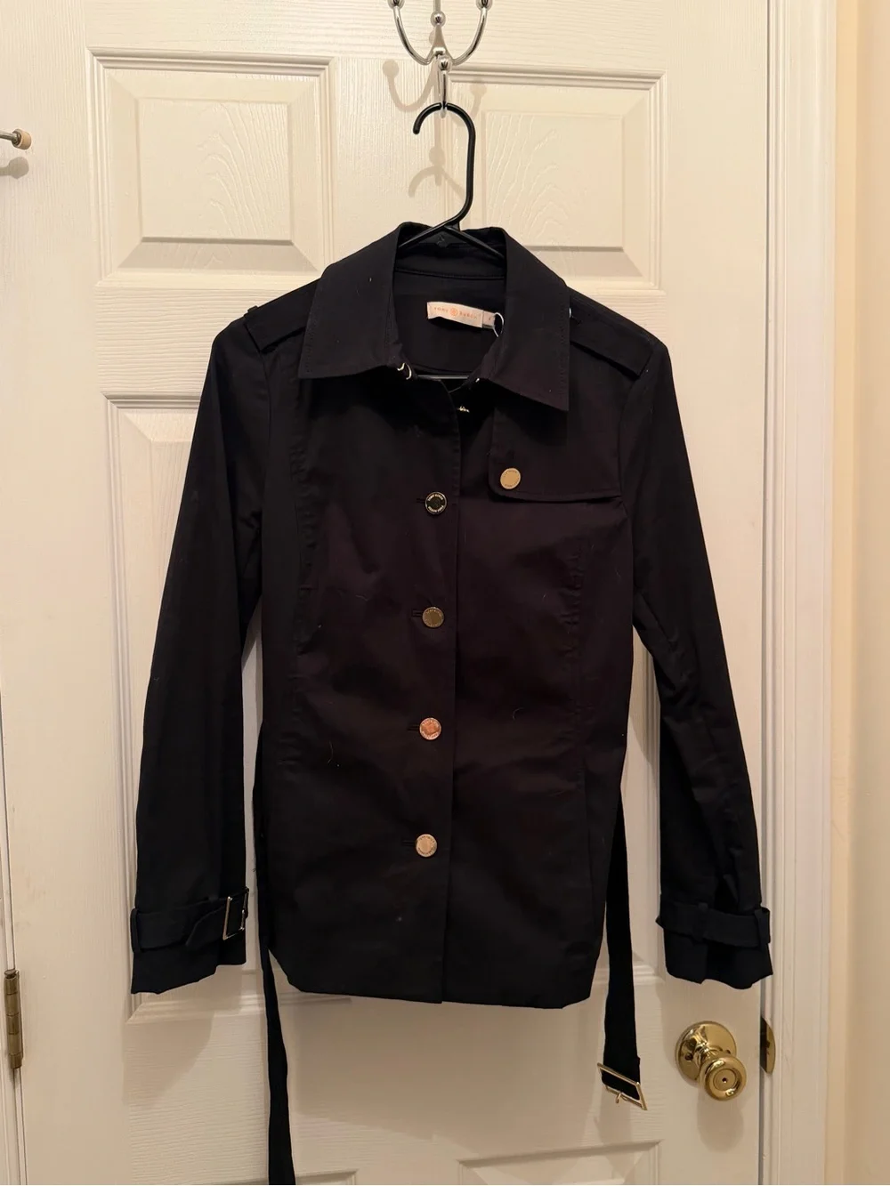 Tory Burch Black Midlength Trench Coat with Belt - Picture 1 of 4
